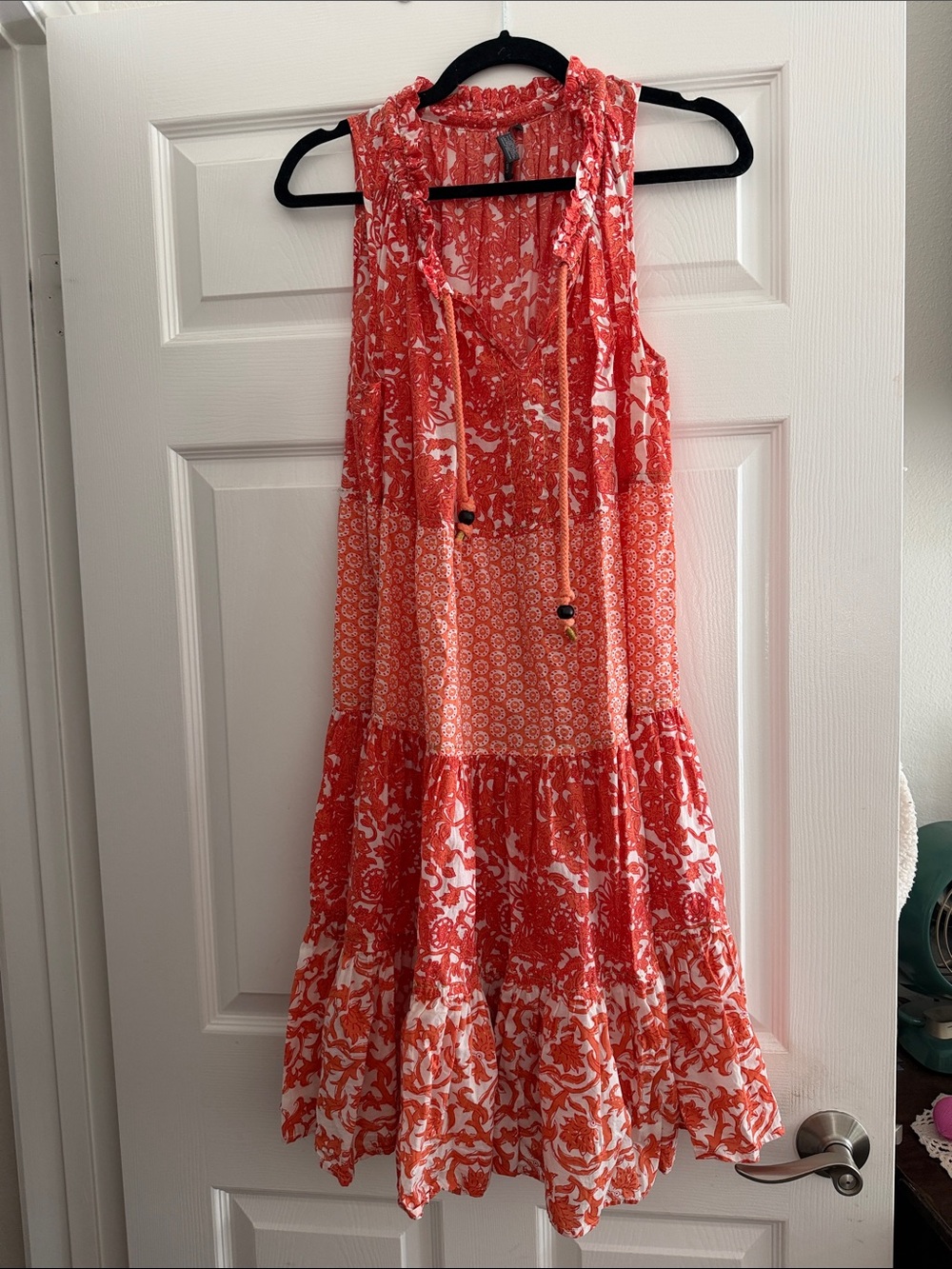 Chelsea & Theodore Red and White Sleeveless Tiered Sundress